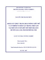 Khảo sát thực trạng hoạt động giết mổ và ô nhiễm vi sinh vật trong thịt lợn tại một số cơ sở giết mổ trên địa bàn huyện gia lâm,thành phố hà nội 