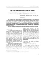 MộT Số ĐặC ĐIểM SINH HọC CủA CáC GIốNG ONG NHậP NộI