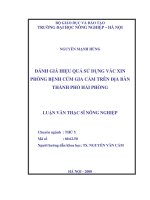 Đánh giá hiệu quả sử dụng vắc xin (vaccine) phòng bệnh cúm gia cầm trên địa bàn thành phố hải dương 