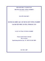 Đánh giá hiệu quả sử dụng đất nông nghiệp tại huyện phú xuyên, tỉnh hà tây 