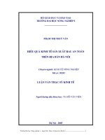 Hiệu quả kinh tế sản xuất rau an toàn trên địa bàn hà nội 