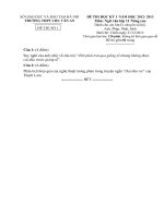 ĐỀ THI HỌC KỲ I  NĂM HỌC 2012- 2013 Môn Ngữ văn lớp 11 Nâng cao TRƯỜNG THPT CHU VĂN AN