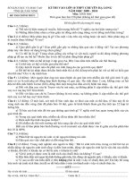 ĐỀ THI TUYỂN SINH LỚP 10 THPT CHUYÊN HẠ LONG  NĂM HỌC 2009-2010 MÔN SINH HỌC