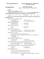 ĐỀ KIỂM TRA HỌC KỲ I KHỐI LỚP 6 TRƯỜNG THCS BÌNH MỸ NĂM HỌC 2012-2013 MÔN SINH HỌC