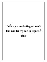 Chiến dịch marketing – có nên làm nhà tài trợ các sự kiện thể thao 
