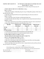 ĐỀ THI CHẤT LƯỢNG HỌC KỲ I NĂM HỌC 2012-2013 TRƯỜNG THPT CHUYÊN THÁI NGUYÊN MÔN ĐIA LÍ LỚP 12