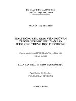 Hoạt động của động từ trong thHoạt động của động từ trong thành ngữ tiếng việt luận văn thạc sỹ ngữ văn ành ngữ tiếng việt luận văn thạc sỹ ngữ văn 