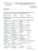 KỲ THI TỐT NGHIỆP TRUNG HỌC PHỔ THÔNG NĂM 2011 Môn TIẾNG ANH