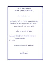 Nghiên cứu thiết kế, chế tạo và khảo nghiệm máy băm thái rơm rạ trong cơ khí hoá các khâu sản xuất nấm và mạ thảm 