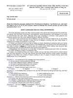 KỲ THI TỐT NGHIỆP TRUNG HỌC PHỔ THÔNG NĂM 2011 Môn TIẾNG ANH -