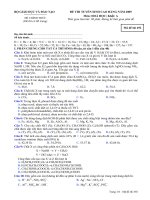 ĐỀ THI TUYỂN SINH CAO ĐẲNG NĂM 2009 Môn: HOÁ HỌC; Khối: A mã đề 492 