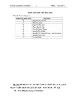 NGHIÊN CỨU CÁC NHÀ CUNG CẤP SẢN PHẨM DU LỊCH TRÊN TUYẾN ĐIỂM DU LỊCH: HÀ NỘI – NINH BÌNH – HÀ NỘI.