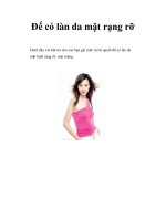 Để có làn da mặt rạng rỡ 