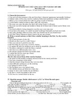 Đề thi khảo sát chất lượng Gv -Tiếng Anh-phòng GD&ĐT Đức Thọ