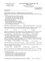 ĐỀ THI THỬ ĐẠI HỌC NĂM HỌC 2008 - 2009  MÔN VẬT LÝ 7