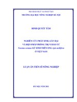 Nghiên cứu phát sinh, gây hại và biện pháp phòng trị vi bào tử nosema ceranae ký sinh trên ong apis mellifera ở việt nam 