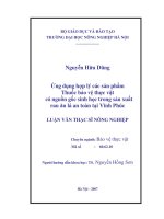 Ứng dụng hợp lý các sản phẩm thuốc bảo vệ thực vật có nguồn gốc sinh học trong sản xuất rau ăn lá an toàn tại vĩnh phúc 