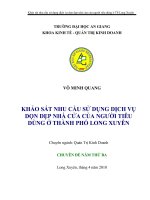 KHẢO sát NHU cầu sử DỤNG DỊCH vụ dọn dẹp NHÀ cửa của NGƯỜI TIÊU DÙNG ở THÀNH PHỐ LONG XUYÊN 