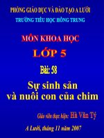 Bài 58: Sự sinh sản và nuôi con của chim