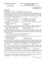 ĐỀ THI TUYỂN SINH ĐẠI HỌC NĂM 2012 Môn SINH HỌC Khối B