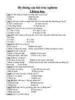 Hệ thống câu hỏi trắc nghiệm