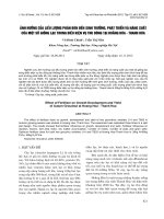 ẢNH HƯỞNG CỦA LIỀU LƯỢNG PHÂN BÓN ĐẾN SINH TRƯỞNG, PHÁT TRIỂN VÀ NĂNG SUẤT CỦA MỘT SỐ GIỐNG LẠC TRONG ĐIỀU KIỆN VỤ THU ĐÔNG TẠI HOẰNG HÓA - THANH HÓA