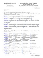 ĐỀ THI TUYỂN SINH CAO ĐẲNG NĂM 2012 Môn: TIẾNG ANH; Khối A1 mã  426 