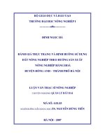 Đánh giá thực trạng và định hướng sử dụng đất nông nghiệp theo hướng sản xuất nông nghiệp hàng hoá huyện đông anh   thành phố hà nội 