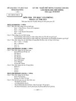 KỲ THI NGHỀ PHỔ THÔNG NĂM HỌC 2010-2011 CẤP TRUNG HỌC PHỔ THÔNG MÔN THI TIN HỌC VĂN PHÒNG