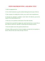 STEPS FOR PRESENTING A READING TEXT