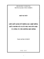 [Luận văn]liên kết kinh tế thông qua hợp đồng giữa người sản xuất mía nguyên liệu và công ty mía đường hoà binh 