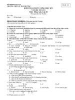 ĐỀ KIỂM TRA HỌC KÌ I NĂM HỌC 2012-2013 TRƯỜNG THPT LÊ THÁNH TÔNG, GIA LAI MÔN TIẾNG ANH LỚP 10 