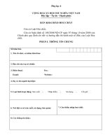 BẢN KHAI BÁO HOÁ CHẤT 