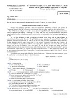 ĐỀ THI TỐT NGHIỆP TRUNG HỌC PHỔ THÔNG NĂM 2011 Môn TIẾNG PHÁP - Chương trình Chuẩn và Nâng cao