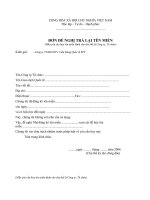 ĐƠN ĐỀ NGHỊ TRẢ LẠI TÊN MIỀN