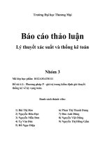 Bài thảo luận nhóm  lý thuyết xác suất và thống kê toán 