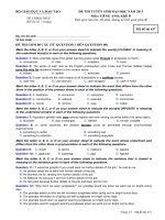 ĐỀ THI TUYỂN SINH ĐẠI HỌC NĂM 2013 Môn: TIẾNG ANH; Khối D Mã   637 