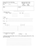 ĐỀ THI KHẢO SÁT CHẤT LƯỢNG ĐẦU NĂM 2012- 2013 MÔN TOÁN LỚP 5 TRƯỜNG TH SỐ 2 SƠN THÀNH ĐÔNG