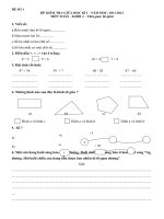 ĐỀ SỐ 1 ĐỀ KIỂM TRA GIỮA HỌC KÌ I – NĂM HỌC: 2011-2012 MÔN TOÁN – KHỐI 2 