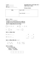 ĐỀ KIỂM TRA CUỐI  HỌC KỲ I MÔN TOÁN  LỚP 1 