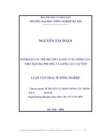 [Luận văn]đánh giá các thế hệ con lai giữa các giống lúa chịu hạn địa phương và giống lúa cải tiến 