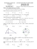 ĐỀ THI TUYỂN SINH VÀO LỚP 10 THPT HẢI PHÒNG Năm học 2013 – 2014