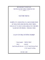 Nghiên cứu ảnh hưởng của một số biện pháp kỹ thuật đến sinh trưởng, phát triển năng suất và chất lượng khoai tây chế biến tại huyện yên phong   tỉnh bắc ninh 