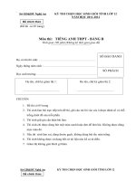 ĐỀ THI CHỌN HỌC SINH GIỎI TỈNH LỚP 12 NĂM HỌC 2011 – 2012 MÔN TIẾNG ANH THPT - SỞ GD&ĐT NGHỆ AN