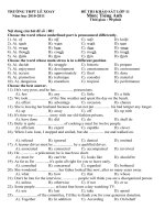 ĐỀ THI KHẢO SÁT LỚP 11 Năm học 2010-2011 MÔN TIẾNG ANH TRƯỜNG THPT LÊ XOAY