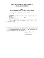  ĐƠN  ĐĂNG KÝ KHỞI CÔNG XÂY DỰNG CÔNG TRÌNH