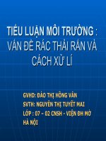 TIỂU LUẬN MÔI TRƯỜNG: VẤN ĐỀ RÁC THẢI RẮN VÀ CÁCH XỬ LÍ