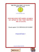 THÁI độ SINH VIÊN KHÓA 10 KHOA  KT  QTKD về THƯ VIỆN TRƯỜNG đh AN GIANG 