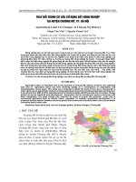 THAY ĐỔI TRONG CƠ CẤU SỬ DỤNG ĐẤT NÔNG NGHIỆP TẠI HUYỆN CHƯƠNG MỸ, TP. HÀ NỘI