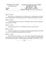 ĐỀ THI TUYỂN SINH VÀO LỚP  10 THPT NĂM HỌC 2012 - 2013 Môn LỊCH SỬ  (CHUYÊN) - SỞ GD&ĐT QUẢNG BÌNH